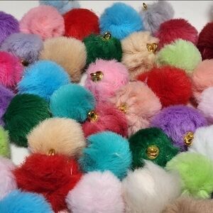 Pom Pom Pendant Beads 6 Pieces Keychains Charms Fluffy‎ Colorful Crafts Earrings